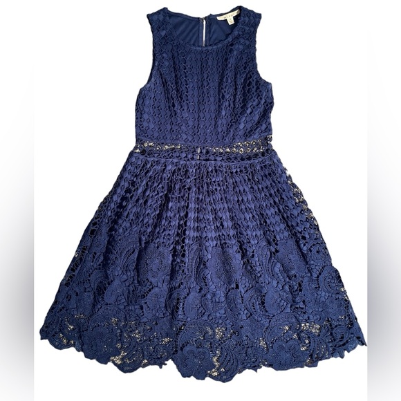 miami Dresses & Skirts - Miami Sleeveless Blue Crochet Cutout A-Line Mini Dress, Size M